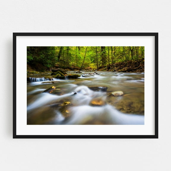Tucquan Glen Cascades - Lancaster Pennsylvania Photography Nature Forest Waterfall Scenic Landscape Autumn Black Framed Wall Art Print 5 x 7 inches
