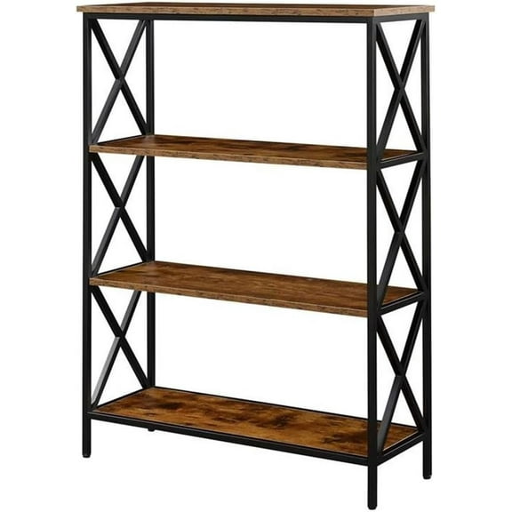 Tucson 4-Tier Bookcase, Barnwood/Black