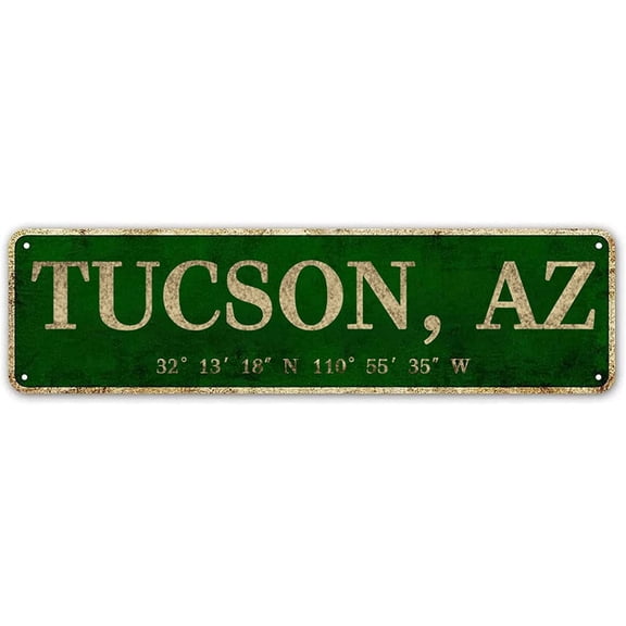 Tucson, AZ City Sign Vintage Metal Wall Art Office/Home/Classroom Decor 4" x 16"