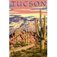 thumbnail image 1 of Tucson, Arizona Sunset Desert Scene, Unframed Art Print Wall Art by Lantern Press Sold by ArtCom, 1 of 4