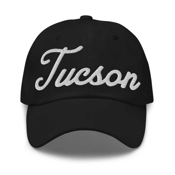 Tucson Baseball Cap Tucson Dad Hat Bold Script Arizona AZ Hat Embroidered Souvenir Gift Black