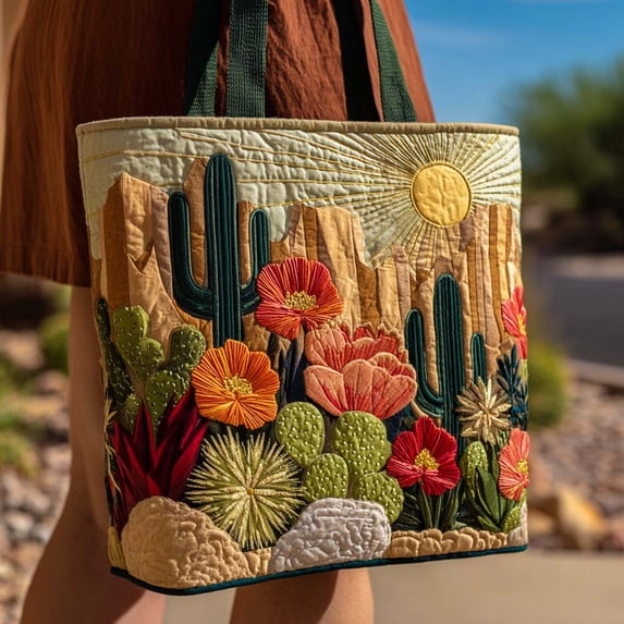 Tucson Bloom Quilted Tote Bag, Women Quilted Tote Bag, Handmade Patchwork Tote, Women Shoulder Bag, Gift For Her