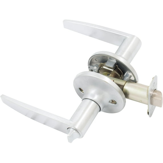 Tucson Door Lever, Privacy (Bed/Bath) Latch, Clear Pack, Satin Chrome by Stone Harbor Hardware