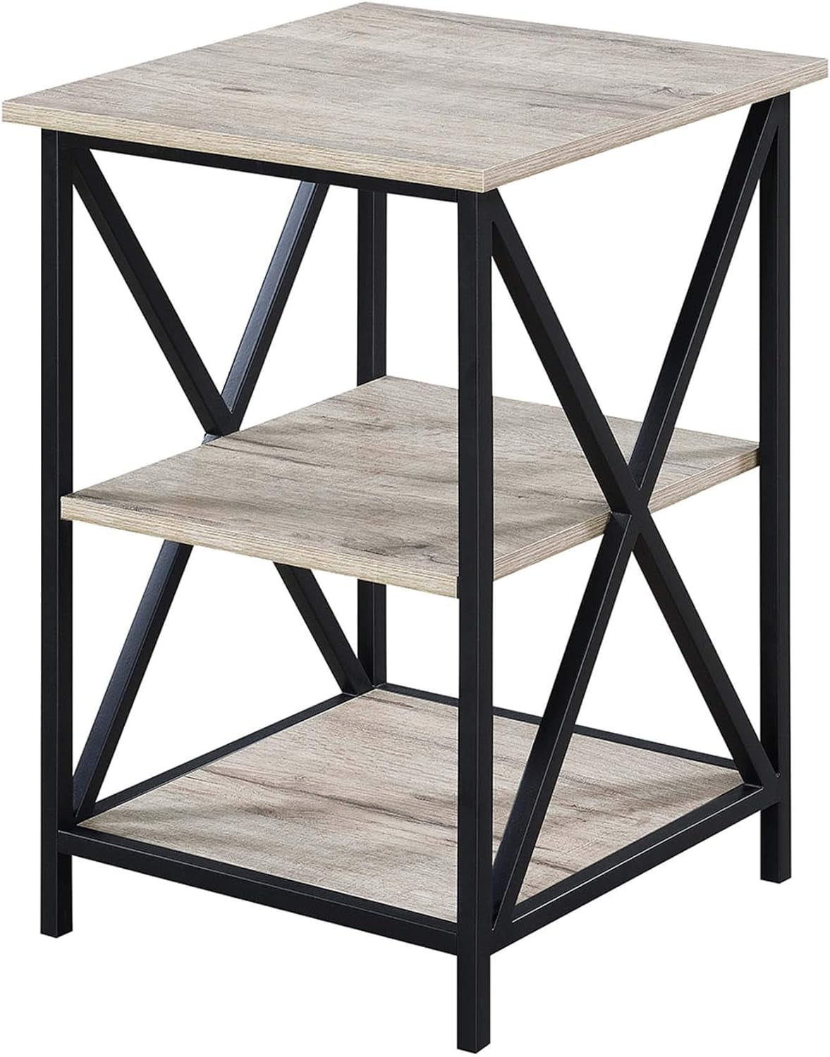 Tucson End Table With Shelves, Sandstone/Black