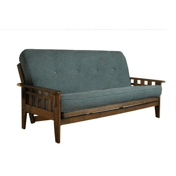 KODIAK Tucson Frame-Rustic Walnut Finish-Linen Aqua Mattress