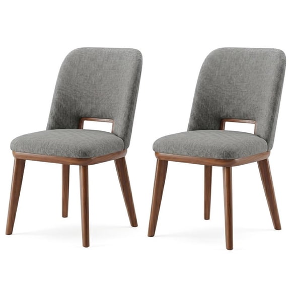 Tucson Mid Century Modern Dining Chairs in Light Gray Fabric ( Set Of 2)