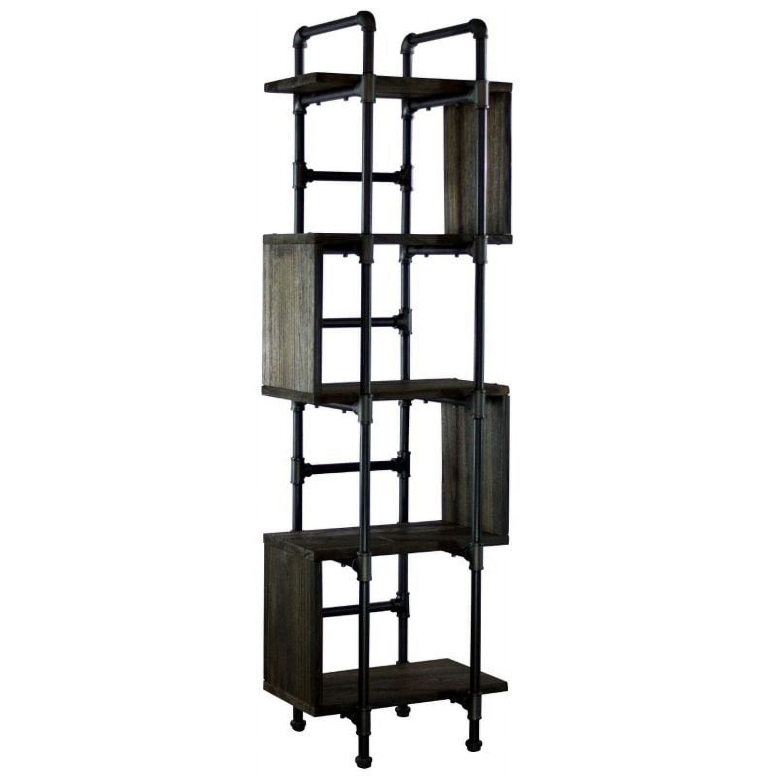 Modern 69-inch Tall Skinny 5-Shelf Bookcase in Black Wood Finish