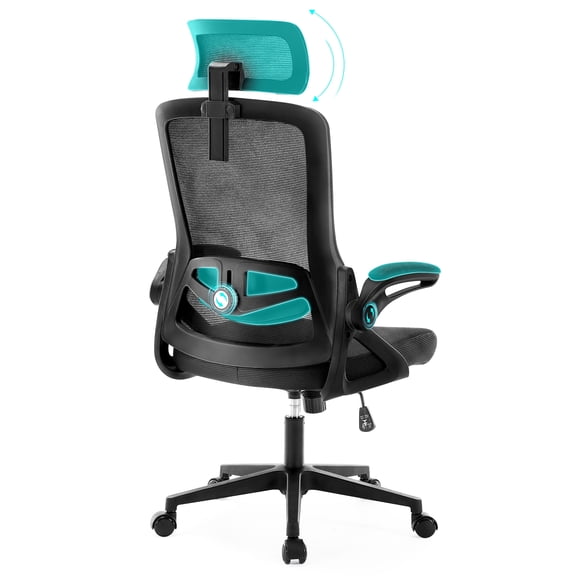 TudoFish 400 LBS Ergonomic Mesh Office Chair, Adjustable Headrest Armrest Lumbar Support Rocking Desk Chair for Adults, Black