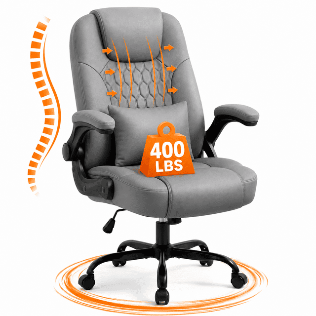 Computer Baiennr TudoFish Leather Office Chair, Big and Tall Office Chair 400LBS Wide ...