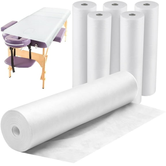 Tudomro 6 Rolls Disposable Non Woven Bed Sheets 31 x 71 Inch Massage Table Paper Covers Non Woven Fabric Massage Sheets Waterproof Spa Breathable Bed Cover for Beauty Salon (White)