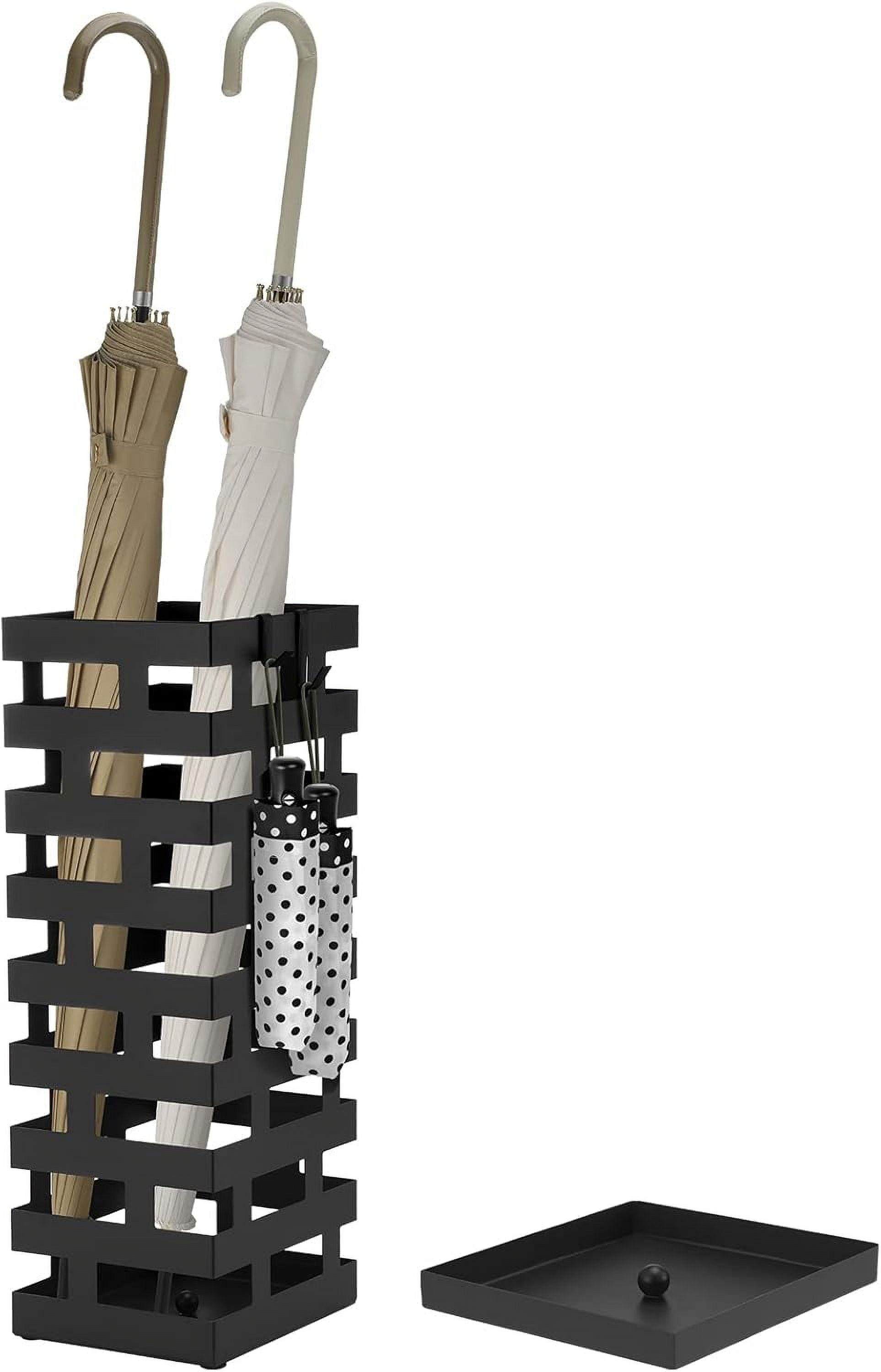 Luxshiny Woven Umbrella Stand With Water Tray - Freestanding Tall Basket For Entryway, Holds Yoga Mats & Trekking Poles Too-717845