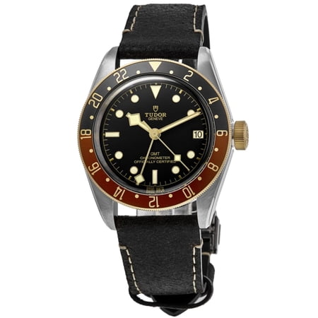 Tudor Black Bay GMT S&G Automatic Black Dial Leather Strap Men's Watch M79833MN-0003