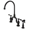 thumbnail image 1 of Tudor Bridge Kitchen Faucet with Brass Sprayer, Matte Black, 1 of 1