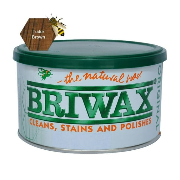 Briwax Tudor Brown Furniture Wax Polish for Cleaning, Staining, and Polishing Wood, 16 Oz