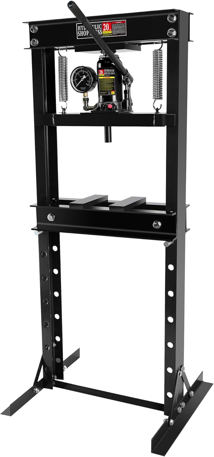 Shop Tools 6-Ton Hydraulic Shop Press (H-Frame) - Bearing/Bushing Press  With Adjustable Table Hydraulic Press