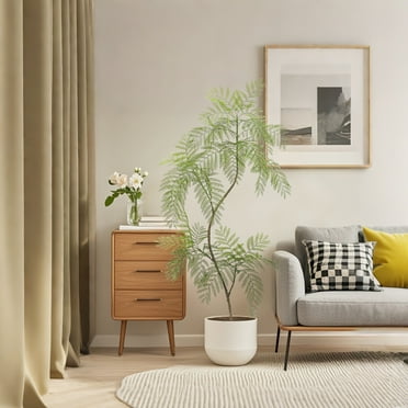 Tuekys 2Pcs Artificial Mahonia Fortunei Tree, 5.5FT/6.5FT Fake Jacaranda Tree with Realistic Leaves and Adjustable Branches for Home Office Decor