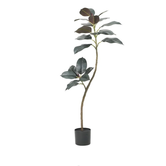 Tuekys 2Pcs Artificial Rubber Tree, 3.9FT/5.5FT Faux Rubber Tree with Smooth Leaves and Pot for Living Room Bedroom Home Office Decor