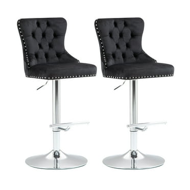 Tuekys 2Pcs Counter Height Bar Stools, Swivel Bar Stools, Velvet Upholstered Bar Chairs