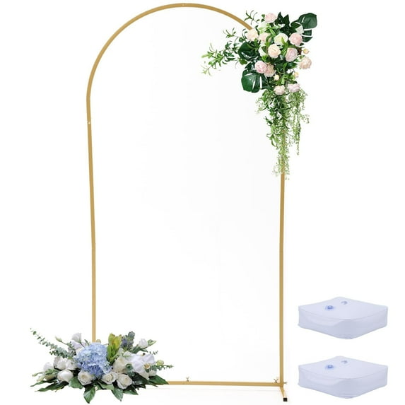 Tuekys 4x7.2FT Wedding Arch Backdrop Stand, Metal Arched Frame for Wedding, Birthday Party, Photo Booth Backdrops