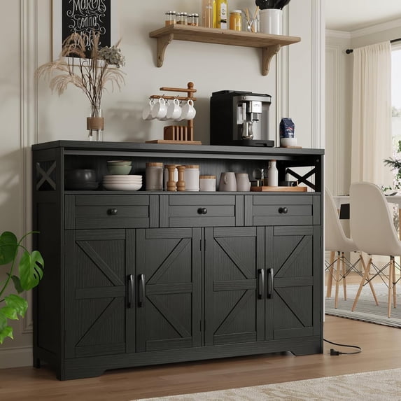 Tuekys Buffet & Sideboard Cabinet with Storage , 51" Wood Cupboard Hutch, Coffee Bar Station Table for Kitchen, Living Room