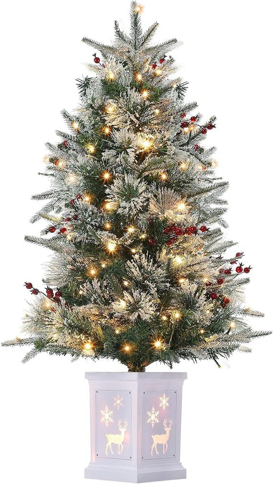 Tuekys Christmas Tree, 3 Ft PreLit Artificial with Lighting Potted