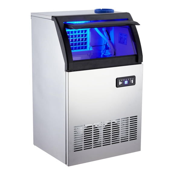 Tuekys Commercial Ice Maker, 155 Lbs/24H Stainless Steel Undercounter Ice Maker, LED Digital Display Freestanding Ice Machine, 33 Lbs Storage Capacity for Bars/Cafes/Homes