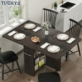 thumbnail image 1 of Tuekys Folding Dining Table Drop Leaf Kitchen Table with 2 Storage Racks-Perfect for Small Spaces Multifunction Space Saving Table Extension Dinner Table Kitchen Office Desk Black(with Handle), 1 of 9