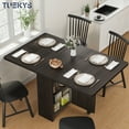 thumbnail image 1 of Tuekys Folding Dining Table Drop Leaf Kitchen Table with 2 Storage Racks-Perfect for Small Spaces Multifunction Space Saving Table Extension Dinner Table Kitchen Office Desk Black, 1 of 9