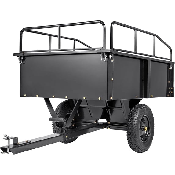 Tuekys Heavy Duty ATV Trailer Steel Dump Cart,900 Pound 15 Cubic Feet, Garden Utility Trailer with Removable Sides for Riding Lawn Mower Tractor