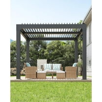 Tuekys Outdoor Pergola with Adjustable Louvered Roof, Reinforced Aluminum Frame, Integrated Drainage System, Hardtop Gazebo for Patio, Deck