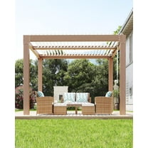 Tuekys Outdoor Pergola with Adjustable Louvered Roof, Reinforced Aluminum Frame, Integrated Drainage System, Hardtop Gazebo for Patio, Deck