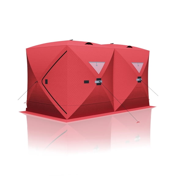 Tuekys Pop Up Ice Fishing Tent Insulated Ice Fishing Shelter Portable Hub-Style Shelter Shanty Windproof and Warm, Multiple Sizes for 1 to 8 Person