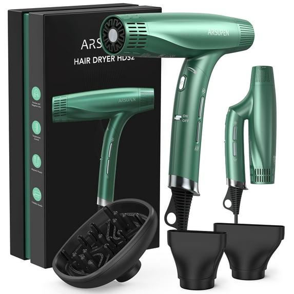 Tuekys Professional Hair Dryer with 110,000 RPM Brushless Motor for Fast Drying,Lightweight Foldable High Speed with Magnetic Nozzle 12 Modes