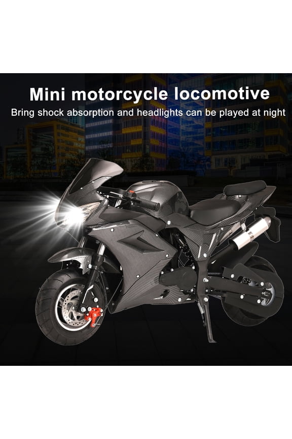 Tuelaly 49cc 4-Stroke Gas Pocket Rocket Motorcycle, Mini Motorbike with Front & Rear Disc Brakes, Max Speed 25MPH, Dual Headlights & Hydraulic Shock, 440 lbs Load for Youth