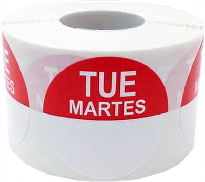 Tuesday/Martes 1.5 Inch Food Rotation Labels 500 Total Stickers on a ...