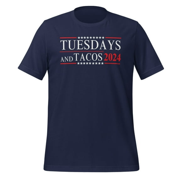 Tuesdays & Tacos Shirt, Unisex, Tuesdays & Tacos 2024, Funny Foodie Shirt, Taco Lover Shirt, Foodie Humor Shirt, Trendy Mexican Fiesta (Navy, M)