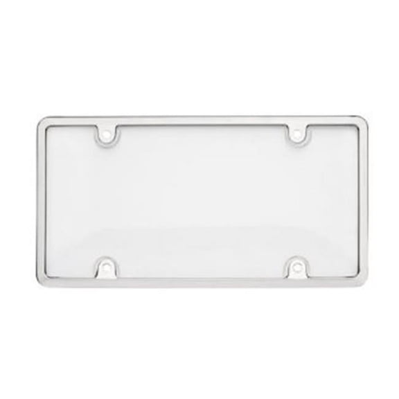Tuf Combo License Plate Frame and Bubble Shield, Chrome And Clear