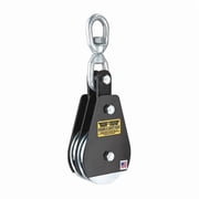 Double Pulley Block, Synthetic or Wire Rope, 7/32 in Max Cable Size, 1,000 lb Max Load