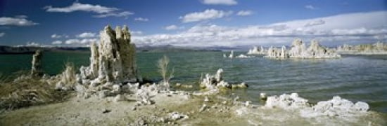 Tufa rock formations at the lakeside Mono Lake California USA Canvas Art - Panoramic Images (36 x 12)