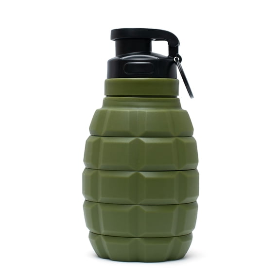 Tufcup Spittoon Bottle for Chewing - Reusable Spit Dipping Cup with Lid - Collapsible, Spill Resistant, Leak Proof Travel Spitter - Silicone Body - Fits Most Cup Holders (Army Green)