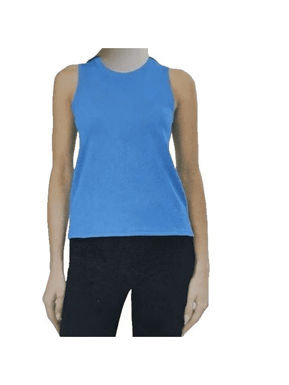 Women's Crew Neck Stretch Top, (Blue, S)