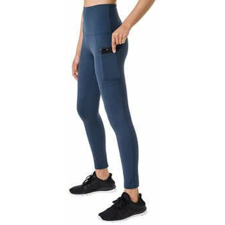 Tuff Athletics Women's Ultra Soft High Waist Yoga Pant Legging (Small, Blue  Side Pocket)