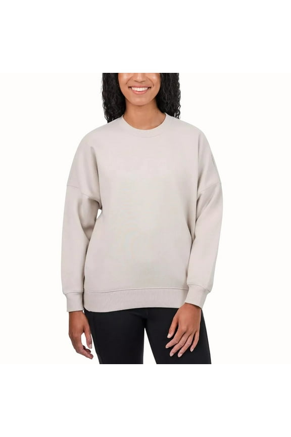 Womens Matte Pearl Fleece Large Crew Neck Pullover Sweatshirt