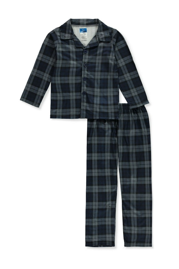 Boys' 2-Piece Coat Style Pajamas Color: navy Size: 2t
