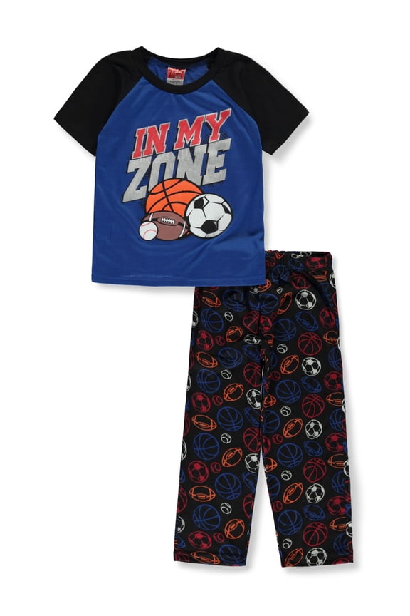Boys' 2-Piece Sports Pajamas Set Color: royal/multi Size: 4