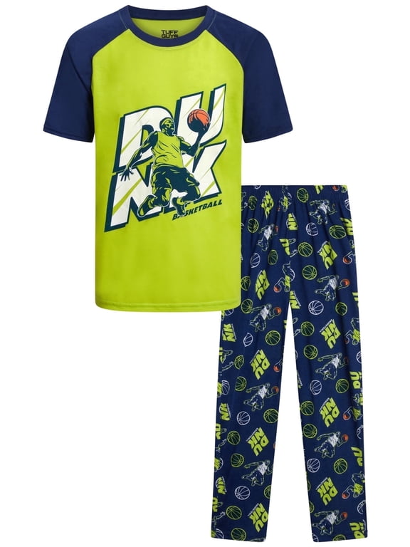 Boys Pajama Set Short Sleeve Sleep Shirt and Pajama Pants Sleepwear 2 Piece