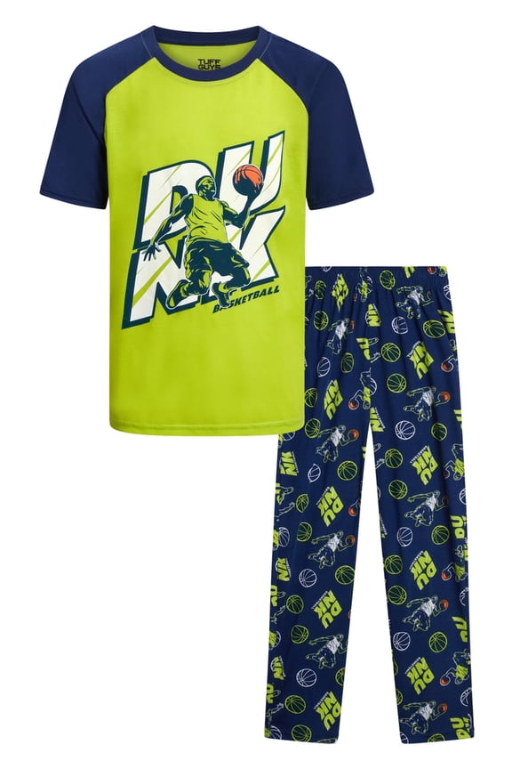 Boys Pajama Set - 2 Piece Short Sleeve Sleep Shirt and Pajama Pants Sleepwear for Boys (8-16)