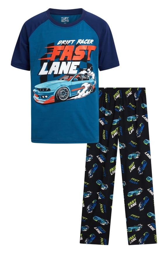 Boys Pajama Set - 2 Piece Short Sleeve Sleep Shirt and Pajama Pants Sleepwear for Boys (8-16)