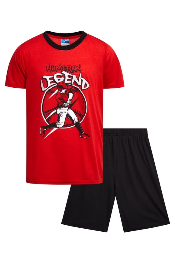 Boys Pajama Set Crewneck Boys Sleep Shirt and Pajama Shorts Sleepwear Set 2 Piece
