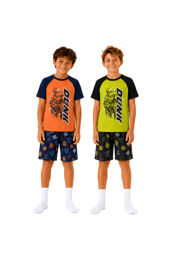 Boys' Pajama Set - 4 Piece Sleep Shirt and Lounge Shorts - Sleepwear for Boys (8-16)